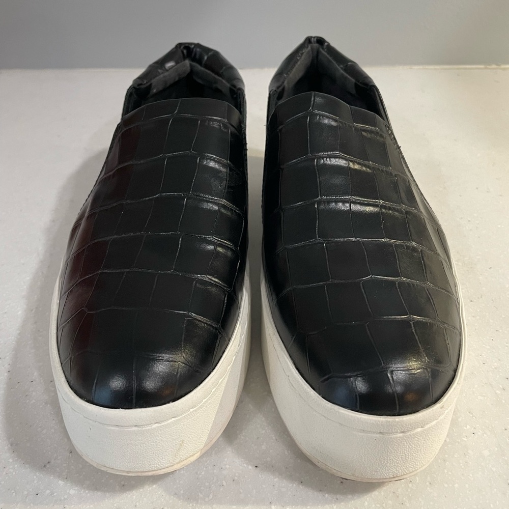 Vince Black Croc-Embossed Slip-On Sneakers